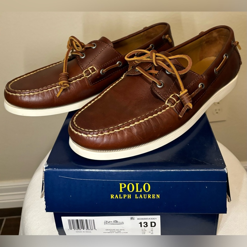 Polo Ralph Lauren Merton Leather Boat Shoe size 13 slightly worn - Picture 5 of 7